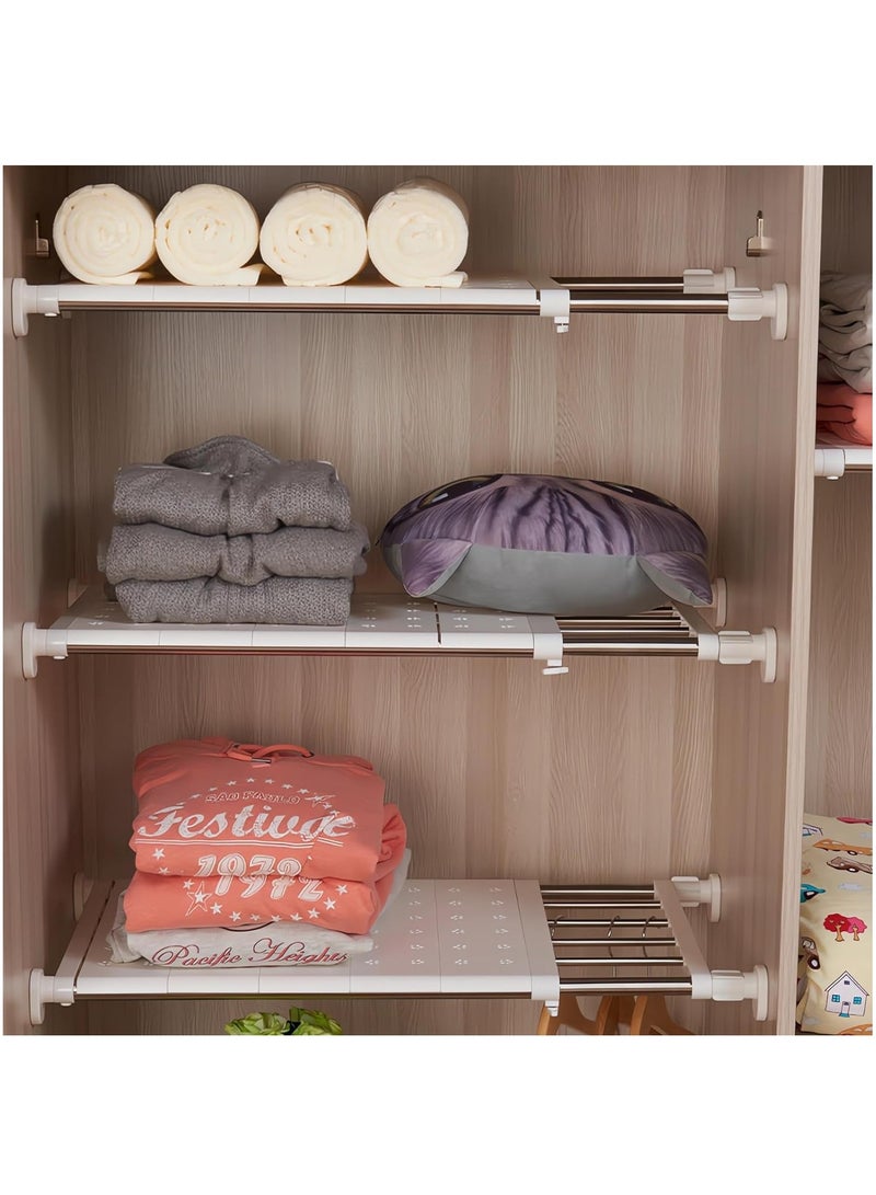 1Pcs Tension Shelf Expandable Closet Shelf Adjustable Storage Rack Wardrobe Layered Partition Cabinet Organizer Separator Shelf for Wardrobe Cabinets Cupboards elescopic shelves - Image 5
