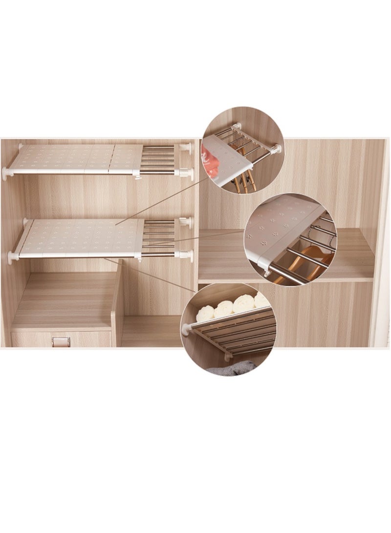 1Pcs Tension Shelf Expandable Closet Shelf Adjustable Storage Rack Wardrobe Layered Partition Cabinet Organizer Separator Shelf for Wardrobe Cabinets Cupboards elescopic shelves - Image 3