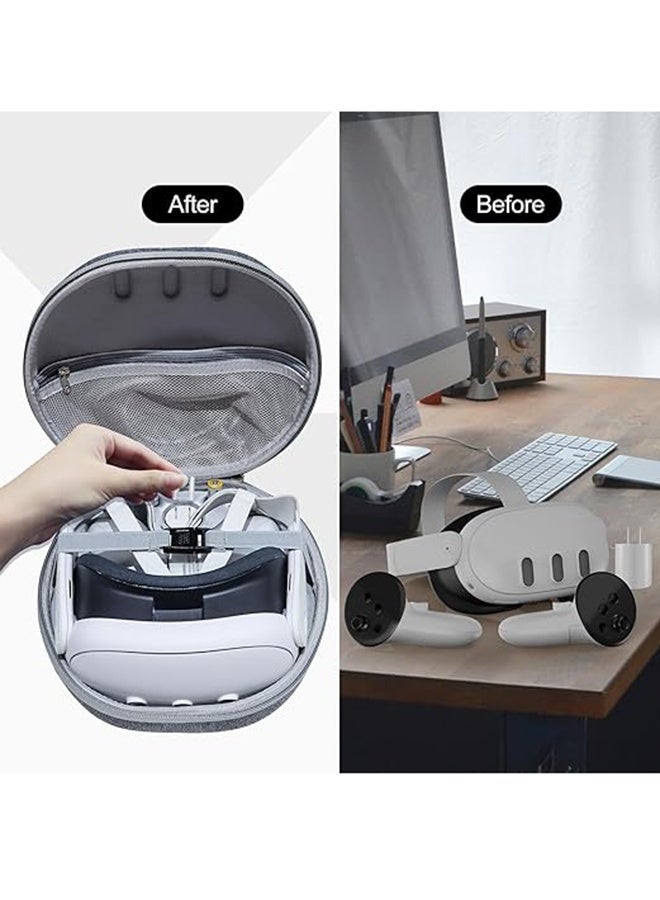 Waterproof Hard Carrying Case for Meta Oculus Quest 3 VR Gaming Headset and Touch Controllers nd Other Accessories Shockproof Carrying Bag Organizer Case with Mesh Pocket Suitable for Travel and Home Storage(Gray) - Image 3