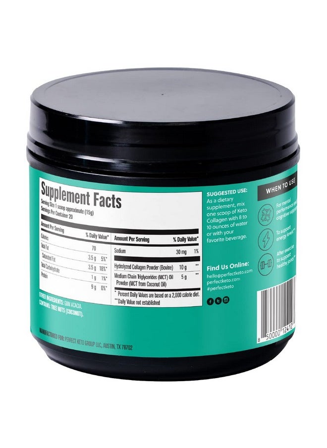 Perfect Keto Collagen Protein Powder With Mct Oil Grassfed Gf Multi Supplement Best For Ketogenic Diets Use As Keto Creamer In Coffee And Shakes For Women & Men Unflavored  - Image 3