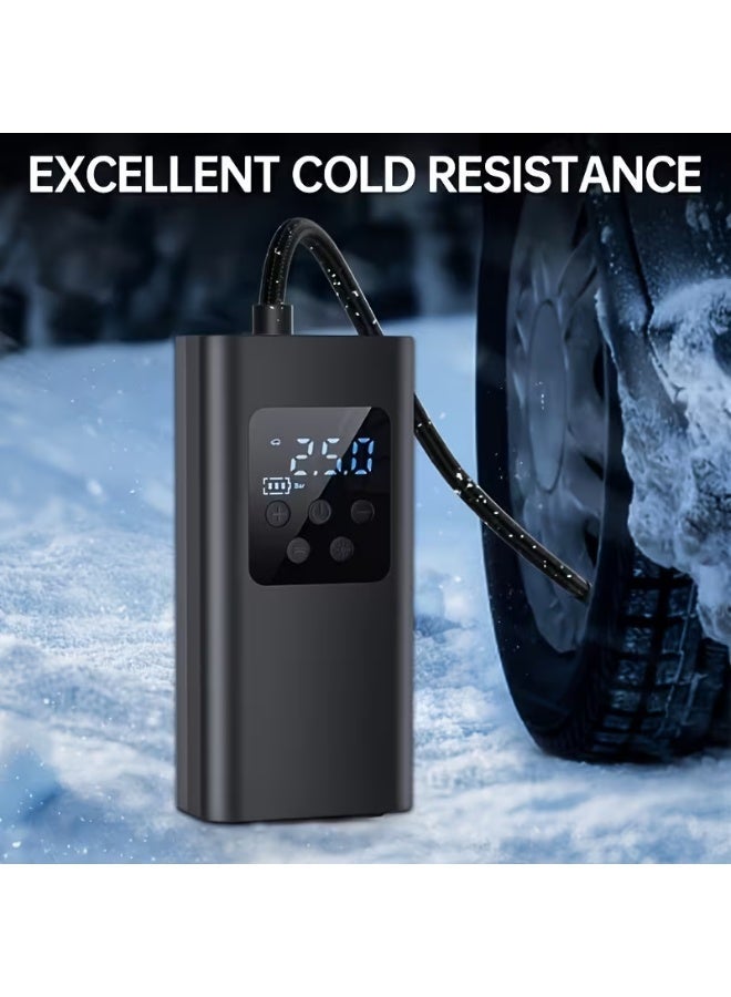 Silver Love Portable Air Compressor 80W Digital Tire Inflator Pump with LED Light, Auto Shut-Off & Multi-Nozzle Kit - Image 2