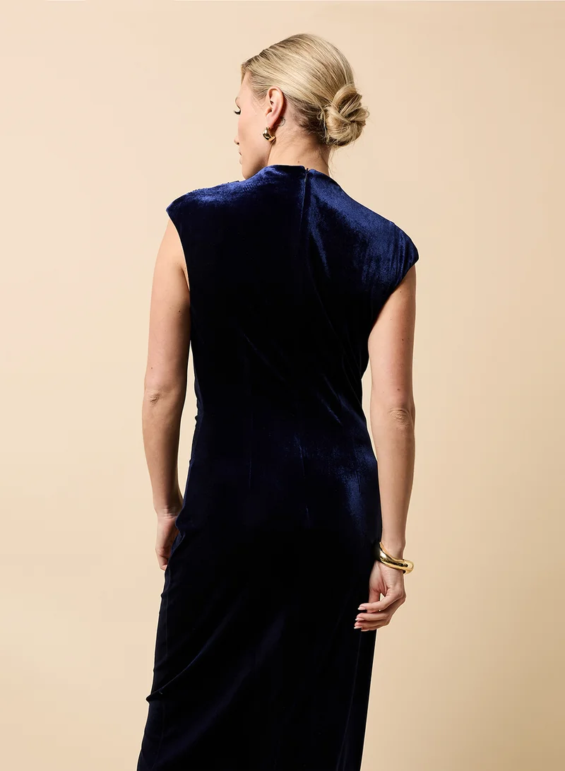 Little Mistress Side Slit Short Sleeve Maxi Dress