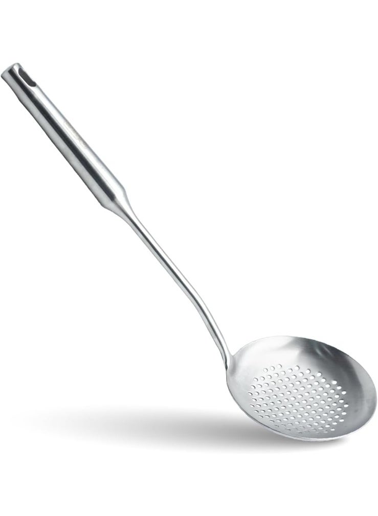BERAM Stainless Steel Plain Handle Skimmer Strainer – Cooking Spatula and Kitchen Utensil Spoon Made from 100% Food Grade Material, Compact and Lightweight Oil Strainer and Food Drainer - Image 1