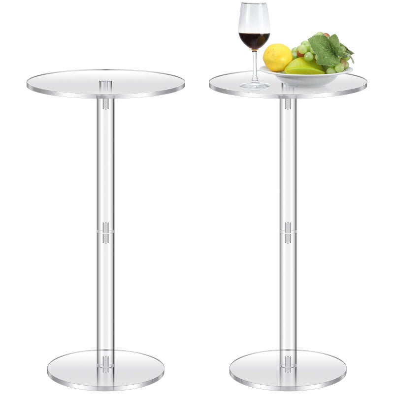 Lineshading 2 Pcs Acrylic Drink Side Tables 10 l x 10 W x 242 H Clear Living Room Round Coffee Cocktail Tables for Small Space End for Living Room Balcony Bedroom Easy Assembly