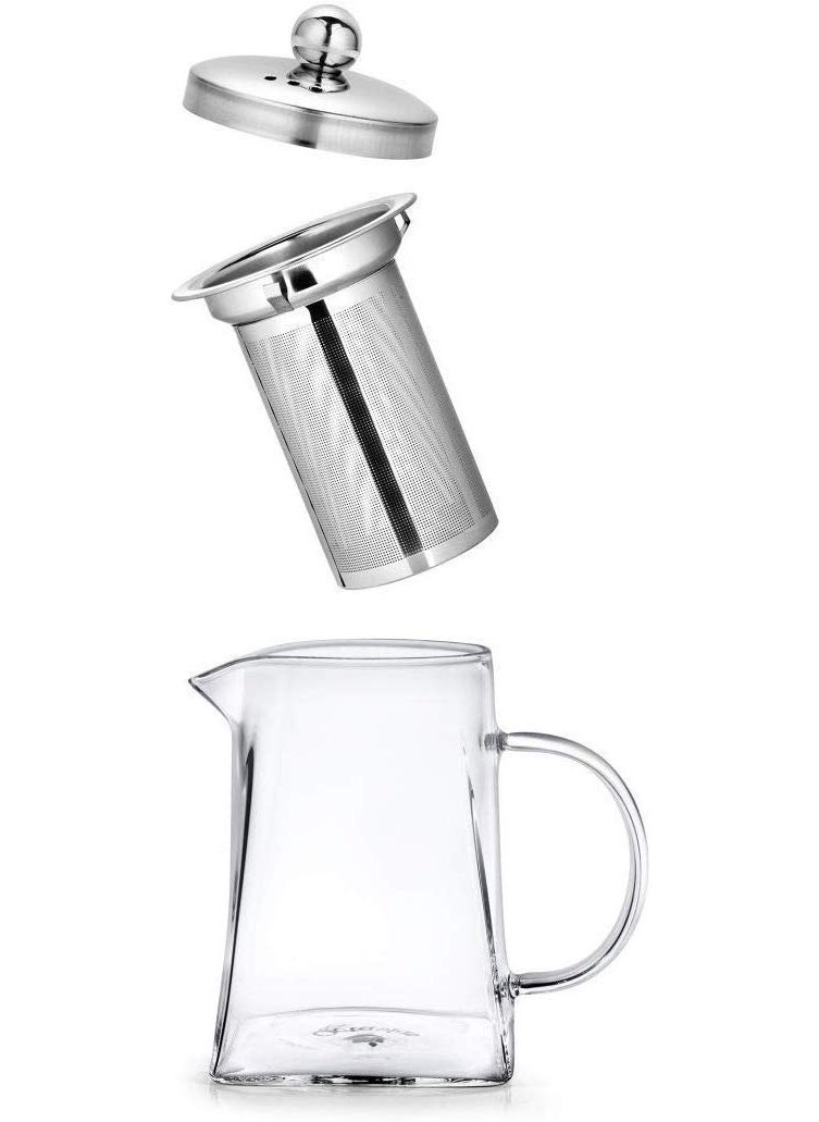 Octavius Pyramid Shape Borosilicate Glass Tea Pot with Infuser 500 Ml Removable Infuser Lid Heat Resistant Green Tea Maker Loose Leaf Tea Maker Ideal for 3 Cups