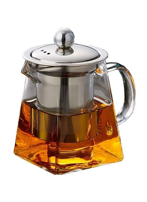 Octavius Pyramid Shape Borosilicate Glass Tea Pot with Infuser 500 Ml Removable Infuser Lid Heat Resistant Green Tea Maker Loose Leaf Tea Maker Ideal for 3 Cups