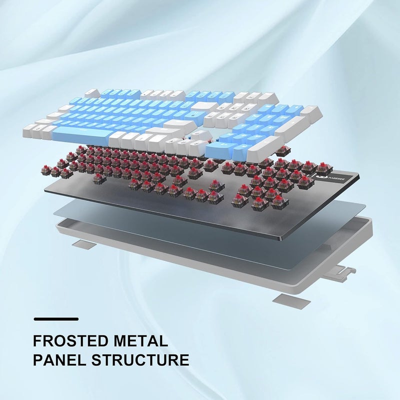 MageGee Mechanical Gaming Keyboard, 104 Keys White Backlit Mechanical Keyboards with Red Switches & Double-Shot Keycaps, Wired Ergonomic Computer Keyboard for Desktop, PC Gamers (White & Blue) - Image 5