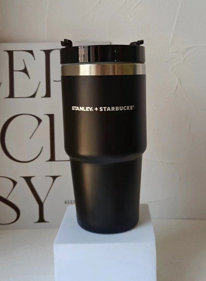 Stanley Insulated mug with straw lid, for water, Iced Tea or Coffee, Juice and Smoothie 20 oz,Black - Image 1