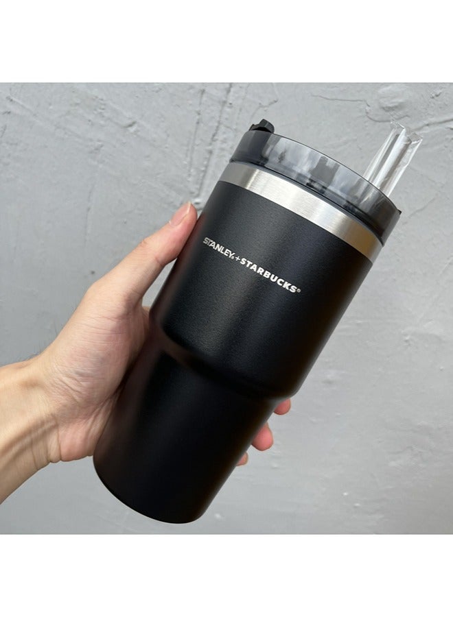Stanley Insulated mug with straw lid, for water, Iced Tea or Coffee, Juice and Smoothie 20 oz,Black - Image 3