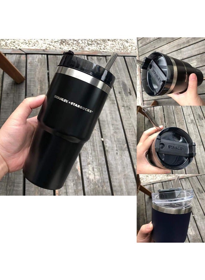 Stanley Insulated mug with straw lid, for water, Iced Tea or Coffee, Juice and Smoothie 20 oz,Black - Image 2