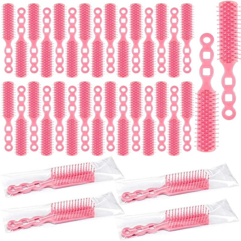 36 Pcs Hair Brushes in Bulk for Homeless Disposable Hair Brushes Nylon Bristles Detangling Brush for Curly Wet and Dry Hair for Shelter HotelPink