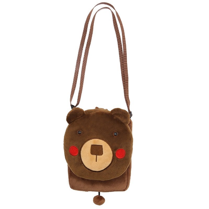 Plush Kids Crossbody Bag, Brown Bear Animal Design, Soft Lightweight Shoulder Bag for Daily Outings - Image 5