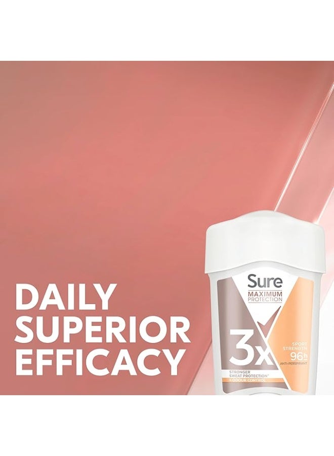 Sure مزيل العرق كريم مضاد للتعرق للنساء من شور برائحة نظيفة حماية قصوى مع حماية من التعرق أقوى 3 مرات* لمدة 96 ساعة من التعرق والرائحة 45 مل - Image 2