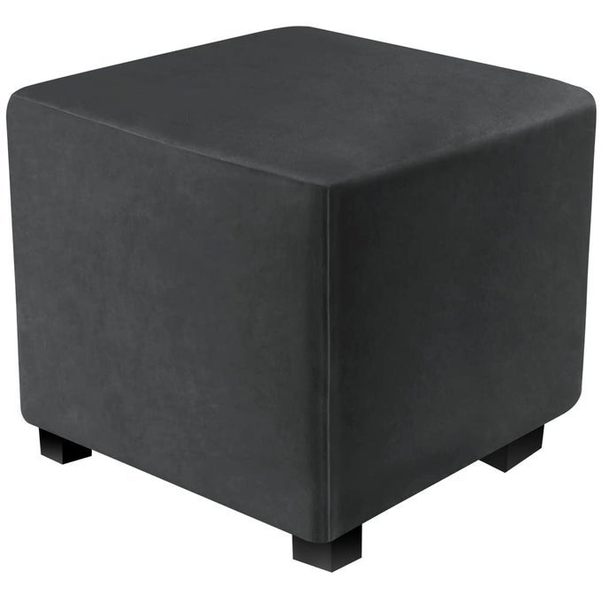 OTTOMAN COVERS SLIPCOVER SQUARE OTTOMAN COVERS PROTECTOR FOR FOOTREST FOOT STOOL FURNITURE STRETCH COMFORTABLE VELVET WITH ELASTIC BOTTOMSIZE SLENGTHWIDTH1318HEIGHT1518BLACK