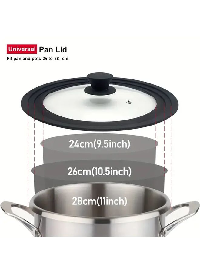 Black Silicone Pot Lid 9.5in Heat Resistant Tempered Glass Bpa Free Non Stick Kitchen Essential - Image 5
