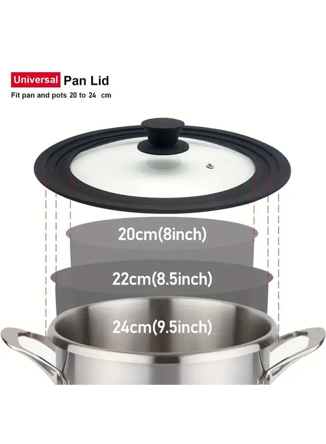 Black Silicone Pot Lid 9.5in Heat Resistant Tempered Glass Bpa Free Non Stick Kitchen Essential - Image 4