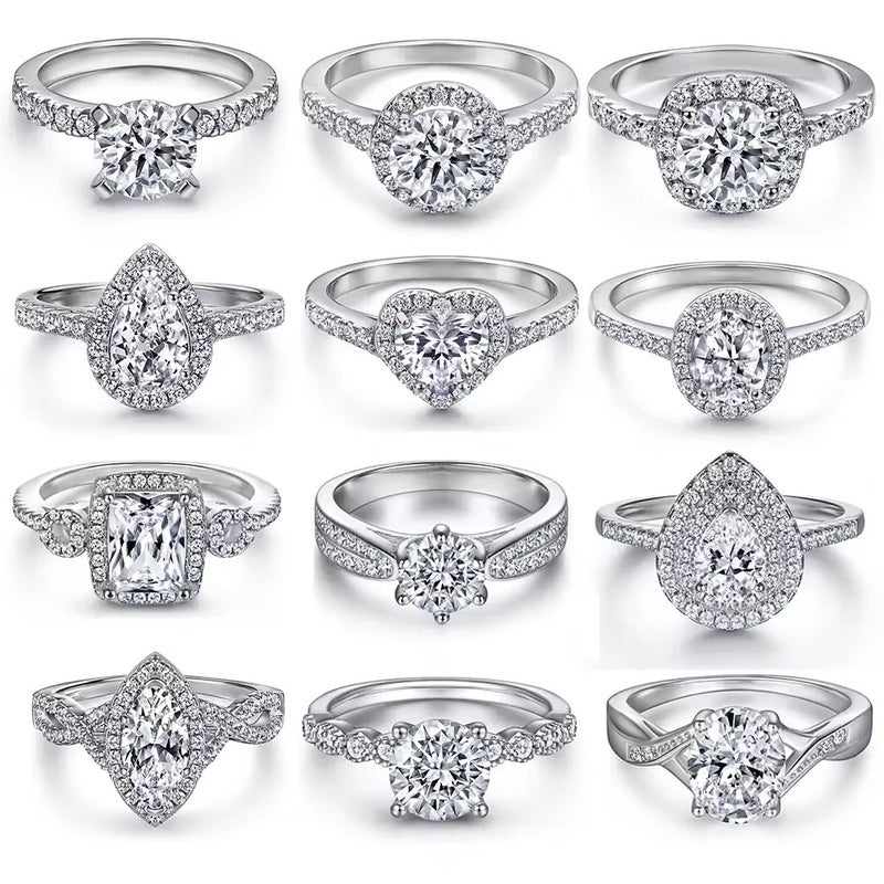 Bluejw Unisex 925 Sterling Silver Wedding Ring with Moissanite – 18K Real Gold Plated Vintage Style Engagement & Promise Ring for Him and Her, Perfect Party Gift - Image 5