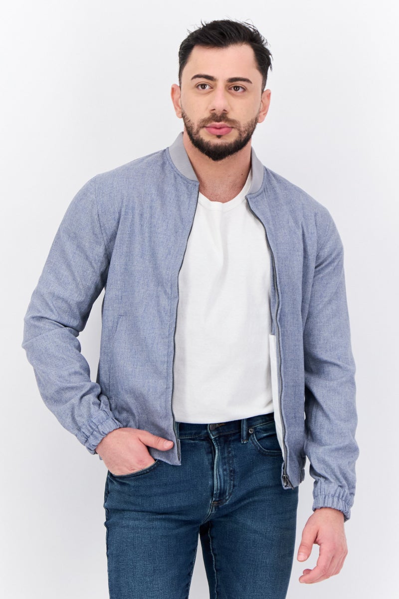 Asos Design Men Heather Full Zipper Sweatshirt, Grey - Image 1