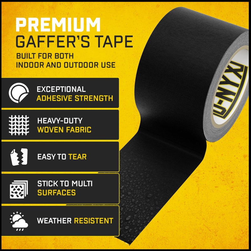D-Nyx Gaffer Tape 2 Inch X 1 Pack Black Gaffing Tapes  Heavy Duty No Residue  Matte Finish  Non-Reflective  Multipurpose Premium Heavy Duty Strong Fabric Floor Tape - Image 3