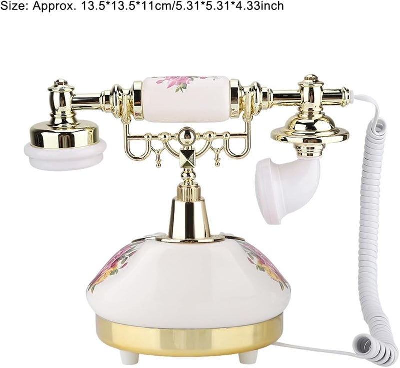 MS - 9101 Vintage Retro Imitation Antique Telephone, Ceramic Desk Phone with Multi - Angle Smart Screen and Caller ID, Golden Removable Bracket for Home Office Bedroom - Image 2