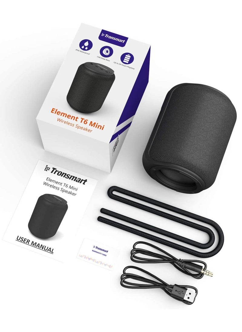 Tronsmart - Tronsmart T6 Mini 15W Ultra Portable Speaker with 24 Hours Playtime, Good Bass, IPX6 Waterproof, Bluetooth 5.0, Wireless Stereo Pairing, Voice Assistant, Built-in Microphone, Alexa - Image 1