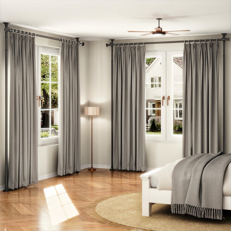 ALLZONE Tension Curtain Rods for Windows, Adjustable 31 to 83 Inch Wide, Freestanding Curtain Rods No Drilling, Apartment Renter Friendly, Heavy Duty, for Room Divider, Doorway,63 to 130Inch Height - Image 5