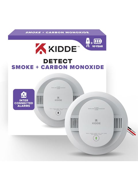 Kidde Hardwired Smoke  Carbon Monoxide Detector 10Year Battery Backup Interconnectable LED Warning Light Indicators
