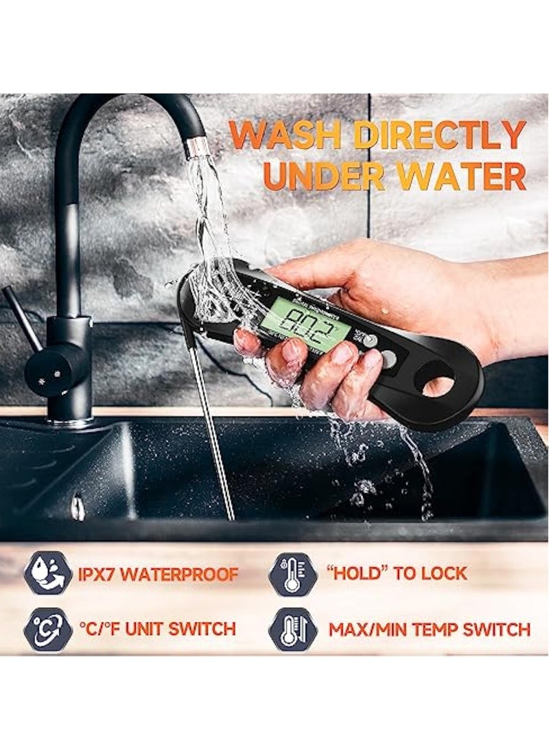 KASTWAVE ميزان حرارة اللحم، مقياس حرارة الطعام الرقمي للقراءة الفورية، مع مسبار قابل للطي، للشوي والطهي، مقاوم للماء وسريع جداً للقراءة الفورية، شاشة LED، لمراقبة الشواء في الشواية، الفرن، الطهي - Image 4