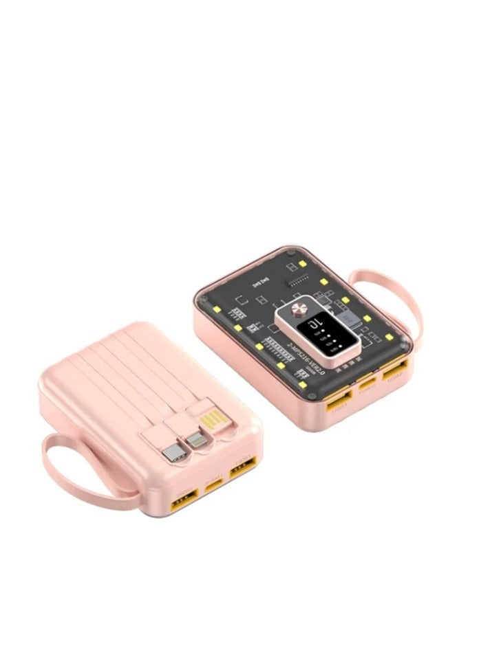 راكسوم بنك طاقة صغير مزود بشاشة رقمية LED وشحن سريع، بنك طاقة بقوة 10000 مللي أمبير في الساعة وأضواء ليلية مدمجة في الكابلات - Image 1