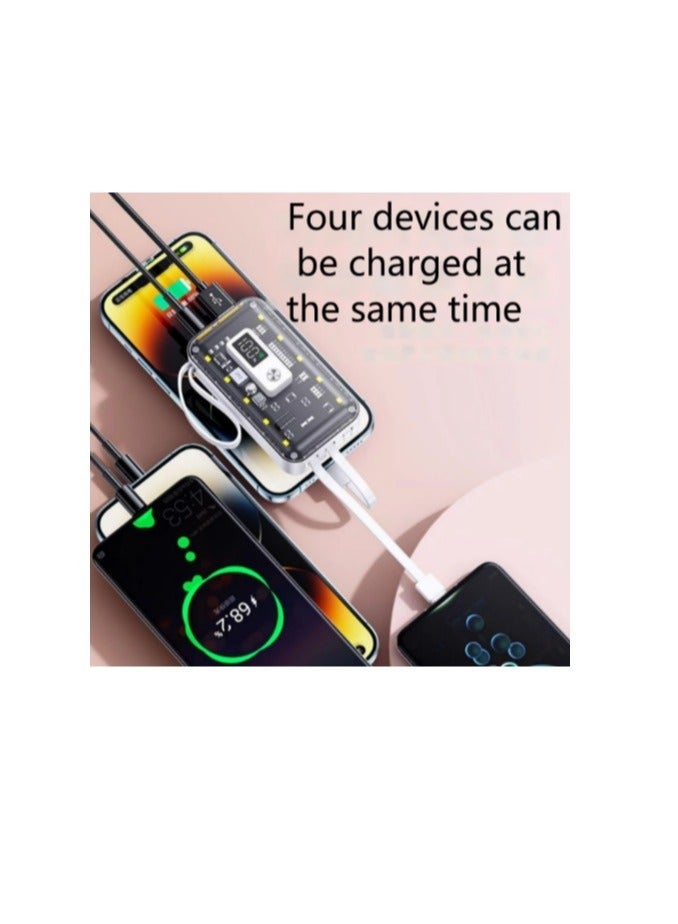 راكسوم بنك طاقة صغير مزود بشاشة رقمية LED وشحن سريع، بنك طاقة بقوة 10000 مللي أمبير في الساعة وأضواء ليلية مدمجة في الكابلات - Image 2