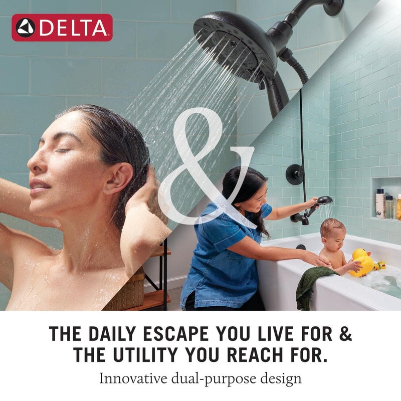 Delta 4-Setting In2ition 2-in-1 Dual Shower Head with HandHeld Spray, Brushed Gold Detachable Shower Head with Hose, Showerhead, 1.75 GPM Flow Rate, Champagne Bronze 58499-CZ - Image 4