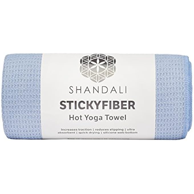 Shandali Stickyfiber Hot Yoga Towel - Silicone Backed Yoga Mat-Sized, Absorbent, Non-Slip, 24" X 72" Bikram, Gym, And Pilates - (Blue, Standard) - Image 1