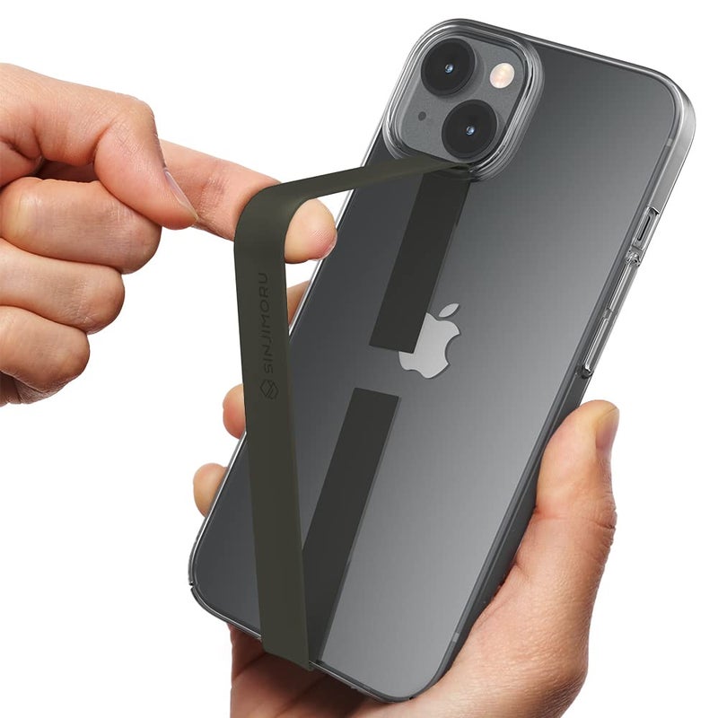 Sinjimoru Stretchable Silicone Phone Strap Flexible and Elastic Grip Holder for iPhone Android Secure Phone Loops Finger Grip with Wireless Charging Support Sinji Loop Olive Grey - Image 3