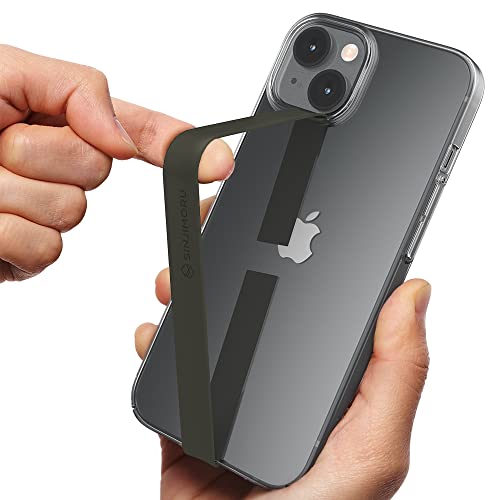 Sinjimoru Stretchable Silicone Phone Strap Flexible and Elastic Grip Holder for iPhone Android Secure Phone Loops Finger Grip with Wireless Charging Support Sinji Loop Olive Grey - Image 1