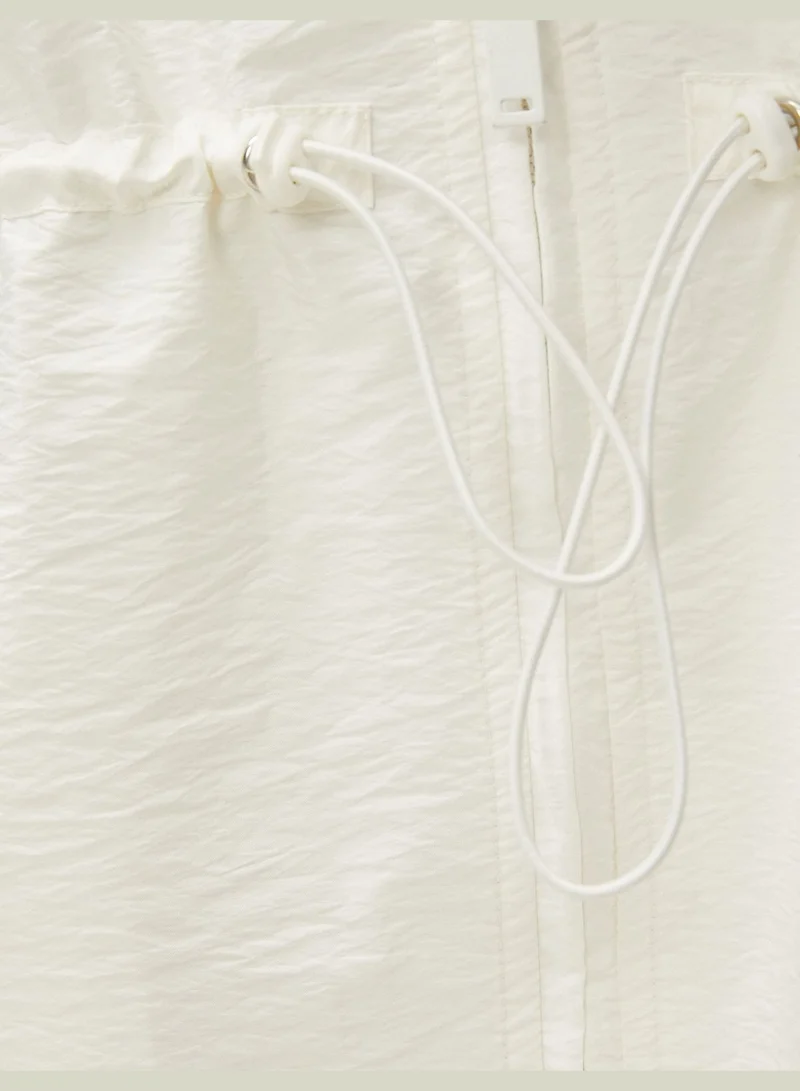 KOTON Hooded Jacket Zipper Shirred Waist