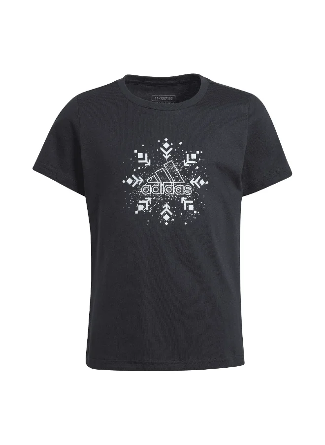 اديداس adidas Xpress Glam Black Training T-Shirts 7-8Y