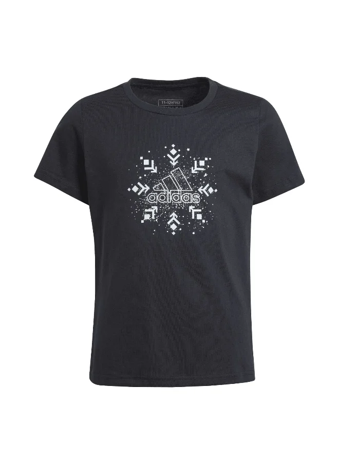 اديداس adidas Xpress Glam Black Training T-Shirts 7-8Y