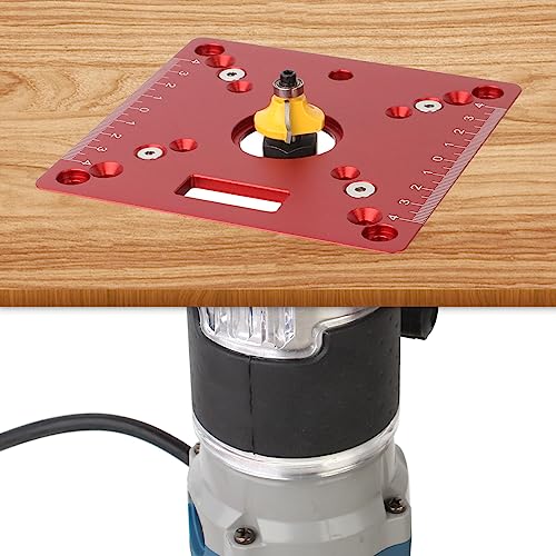 KETIPED Aluminium Router Table Insert Plate,Mini Square Woodworking Benches Router Flip Plate,Multifunctional Trimming Engraving Table,055Red - Image 1