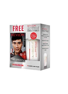 Revlon Top Speed Hair Color For Men 180G Natural Black 70M And Outrageous Color Protection Conditioner (Combo Pack Of 1)  - Image 1