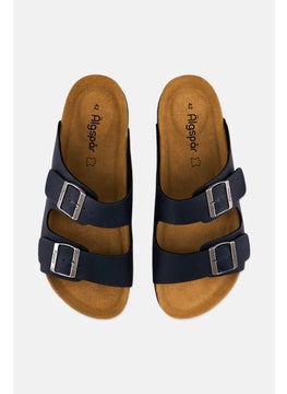 Algspar Men Double Monk Strap Slip On Cork Sandals, Deep Navy  - Image 3