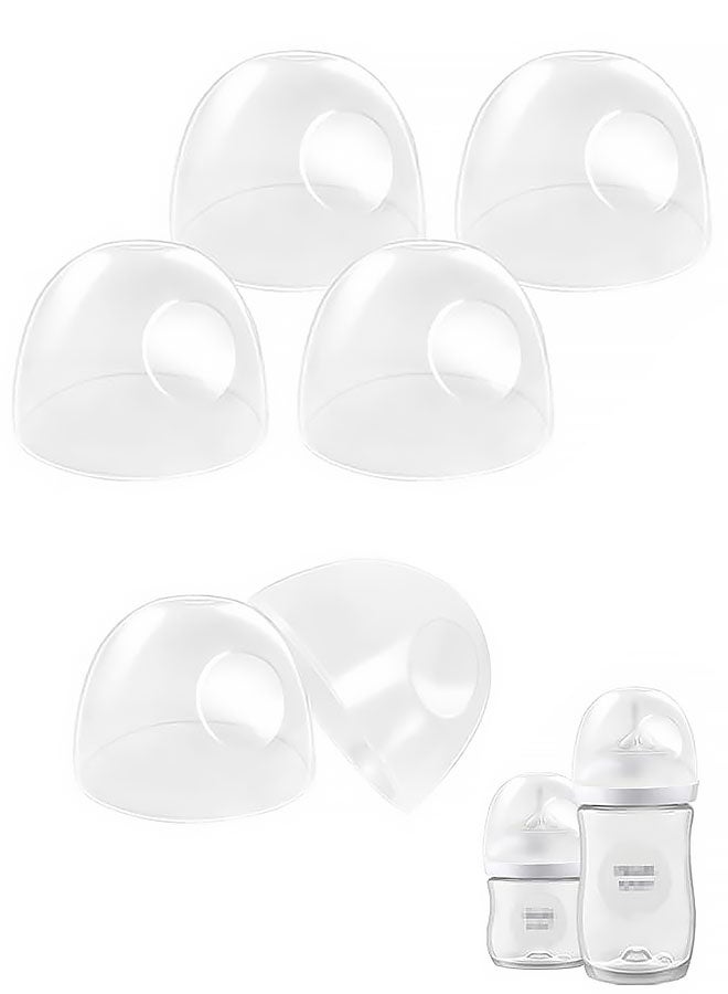 6 Count Baby Bottle Lids Compatible with Baby Bottles, Soft & Safe Bottle Caps fo Glass & Natural Bottles - Image 1