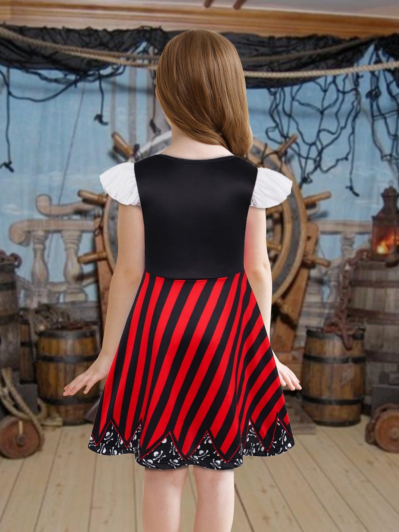 Eledobby Girls Pirate Costume Toddler Pirate Outfit Kids Halloween Costumes Birthday Party Cosplay Outfits - Image 3