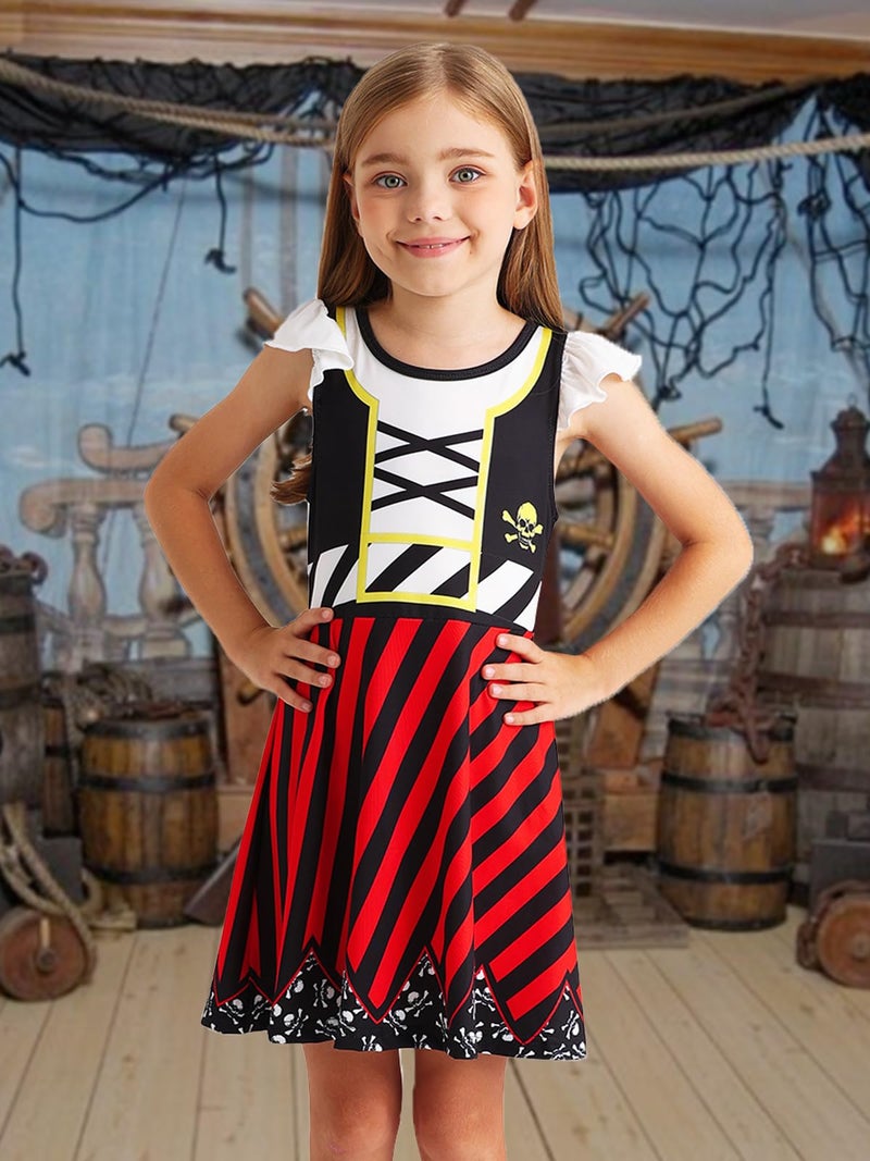 Eledobby Girls Pirate Costume Toddler Pirate Outfit Kids Halloween Costumes Birthday Party Cosplay Outfits - Image 2