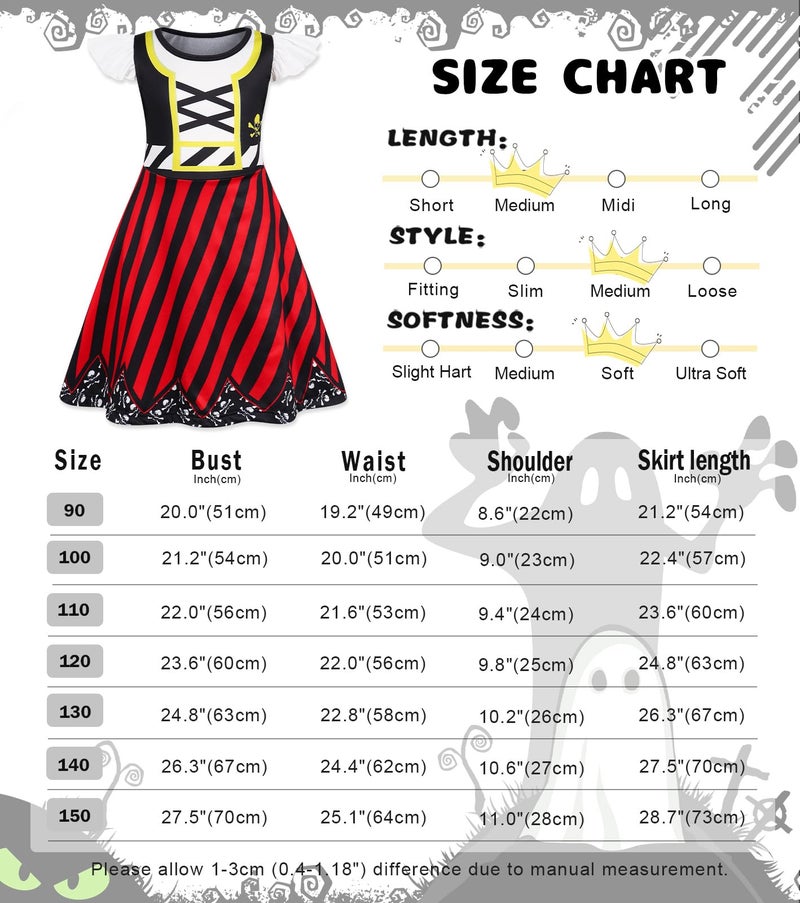 Eledobby Girls Pirate Costume Toddler Pirate Outfit Kids Halloween Costumes Birthday Party Cosplay Outfits - Image 5