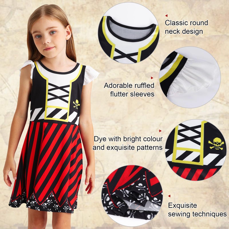 Eledobby Girls Pirate Costume Toddler Pirate Outfit Kids Halloween Costumes Birthday Party Cosplay Outfits - Image 4