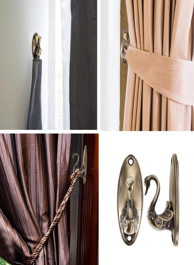 Beetoo Swan Curtain Hook, Pair of Vintage Golden Drapery Holdbacks, Swan Design Tiebacks for Living Room，Bedroom, No Drill Curtain Clips, Elegant Window Decor (2PCS) - Image 5