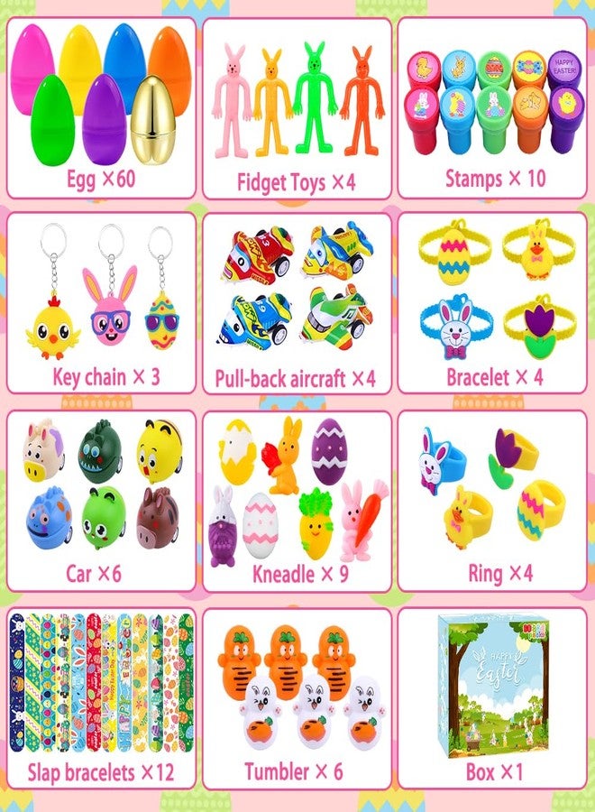 XIMISHOP 60PACK Pre Filled Easter Eggs with Party Favors Assortment Bulk,Easter Party Favors Surprise Eggs for Easter Eggs Hunt, Easter Basket Stuffers Fillers, Classroom Prize Supplies - Image 2