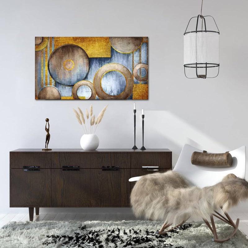 iHAPPYWALL Large Abstract Geometric Circle Canvas Wall Art - Image 3