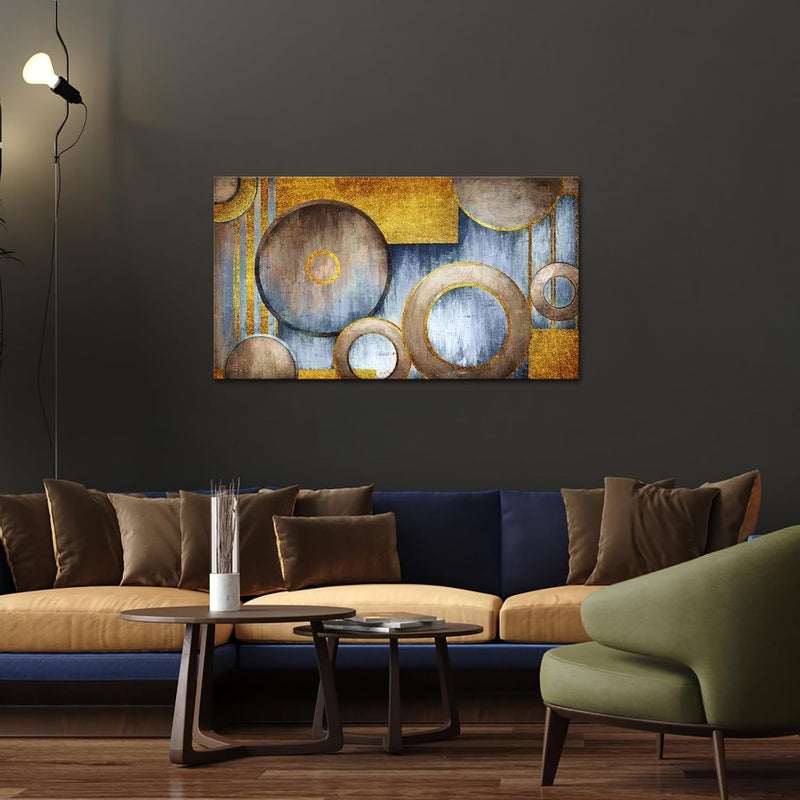 iHAPPYWALL Large Abstract Geometric Circle Canvas Wall Art - Image 2