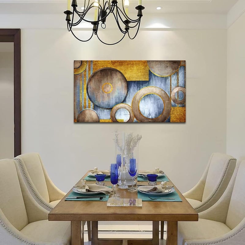 iHAPPYWALL Large Abstract Geometric Circle Canvas Wall Art - Image 4